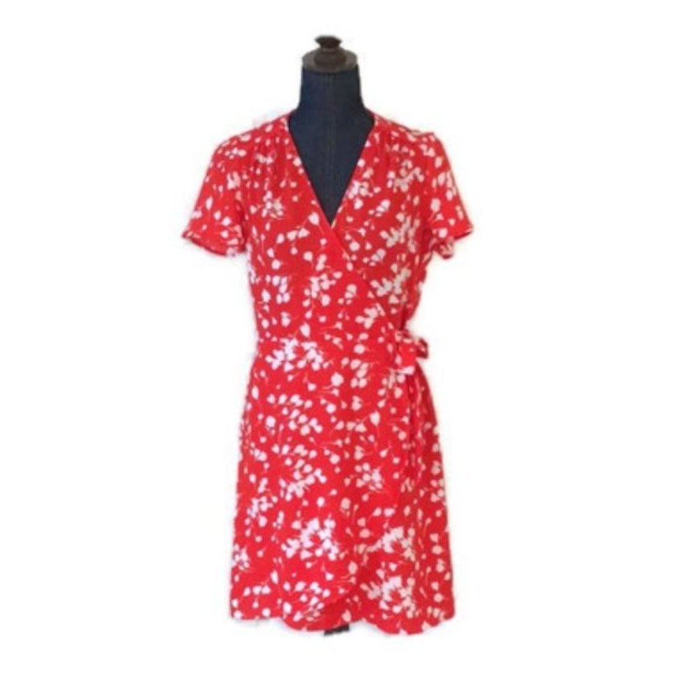 j crew womens wrap tie dress white floral